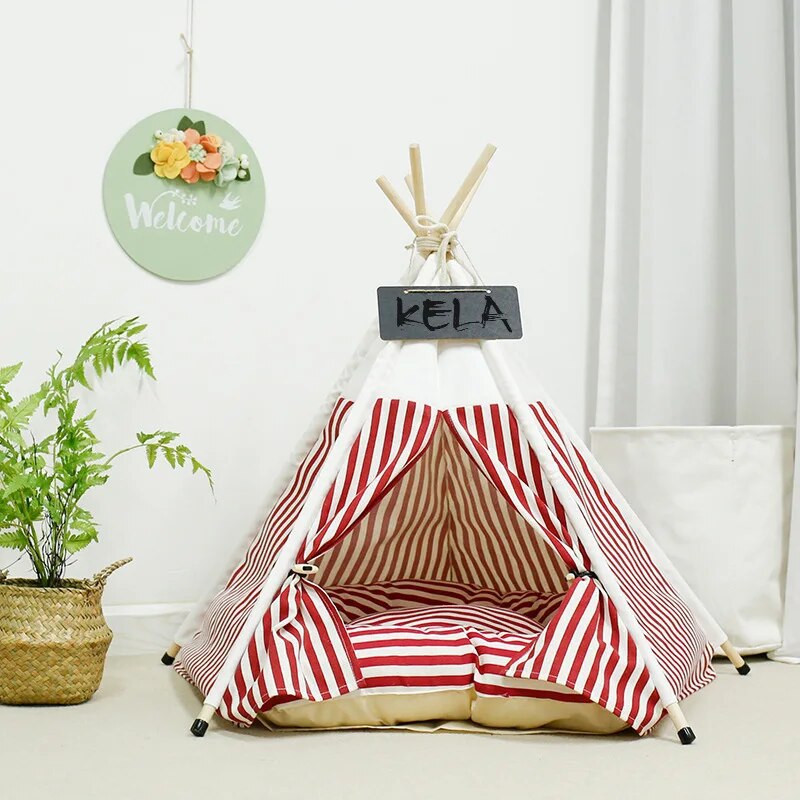 2021 Cat Bed Indoor Pet Tent Tipi Fold Pet Tent Small Animals Bed House All Season Sleeping Beds Nest Houses Pet Mats Pet Supply