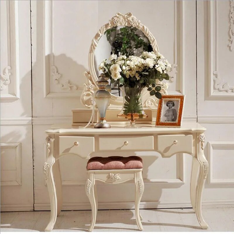 white European mirror table dresser French bedroom furniture  p10111