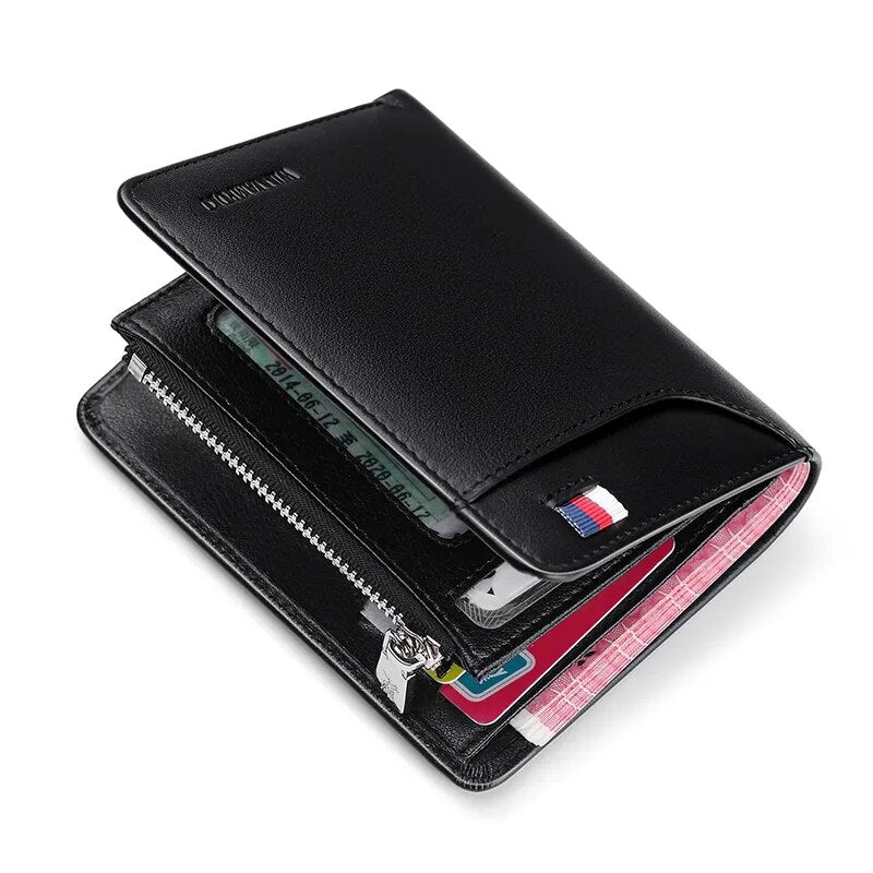 WILLIAMPOLO Coin Purses Genuine Leather Men Wallet With Card Holder Short Purse Zipper Wallets Casual Standard Wallets PL293