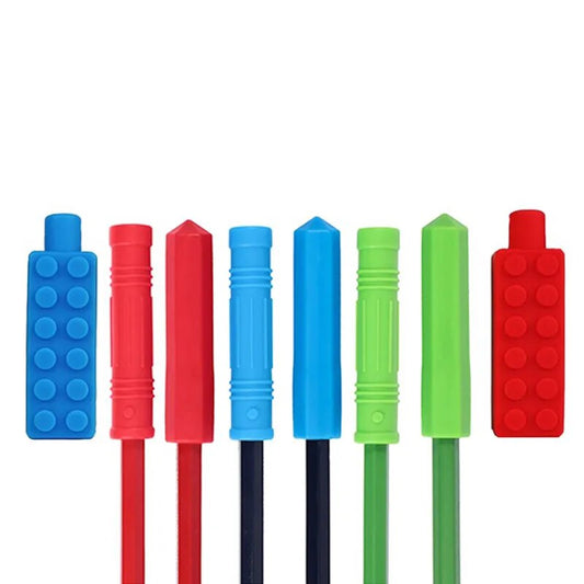 1Pcs Chewable Pencil Topper Bite Silicone Teether Pencil Cap Sensory Toy for Kids Children Autism ADHD Chew Teether