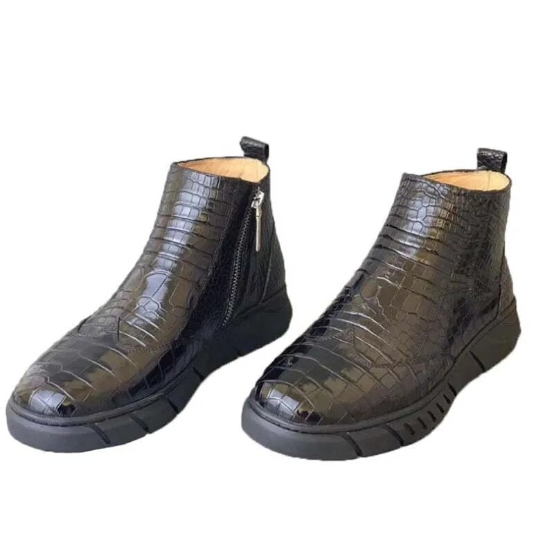 wanexing crocodile leather  men  boots  fashion  trend  crocodile  High cut  Men's shoes  leisure  Martin boots