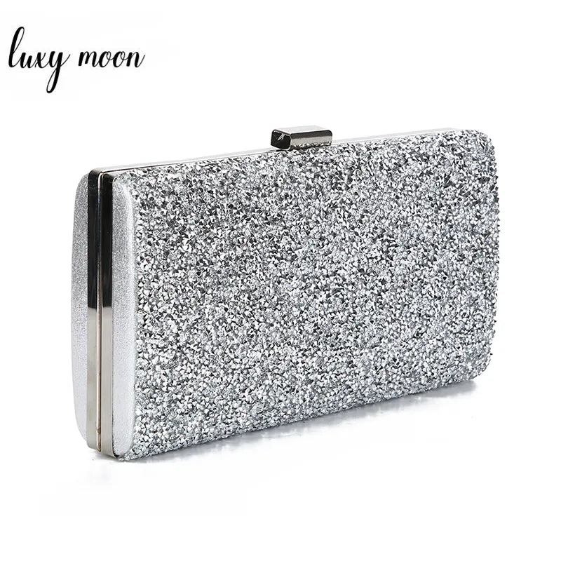 Women Evening Clutch Bag Diamond Sequin Wedding Clutch Purse and Handbag Party Banquet Black Gold Silver Two Chain Shoulder Bag