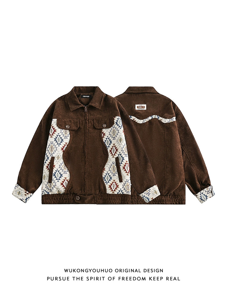 Wukong Available Corduroy Lapel Autumn Loose Jacket