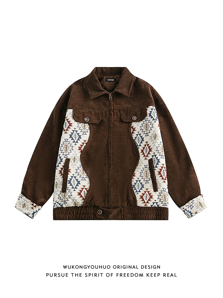 Wukong Available Corduroy Lapel Autumn Loose Jacket