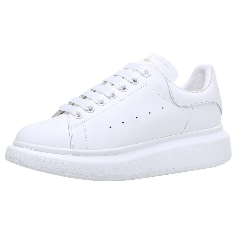 White Sneakers For Men In Calf Leather Oversize Casual Trainer Women Platform Genuine Leather Shoes Breathable Sports Shoe 35-45