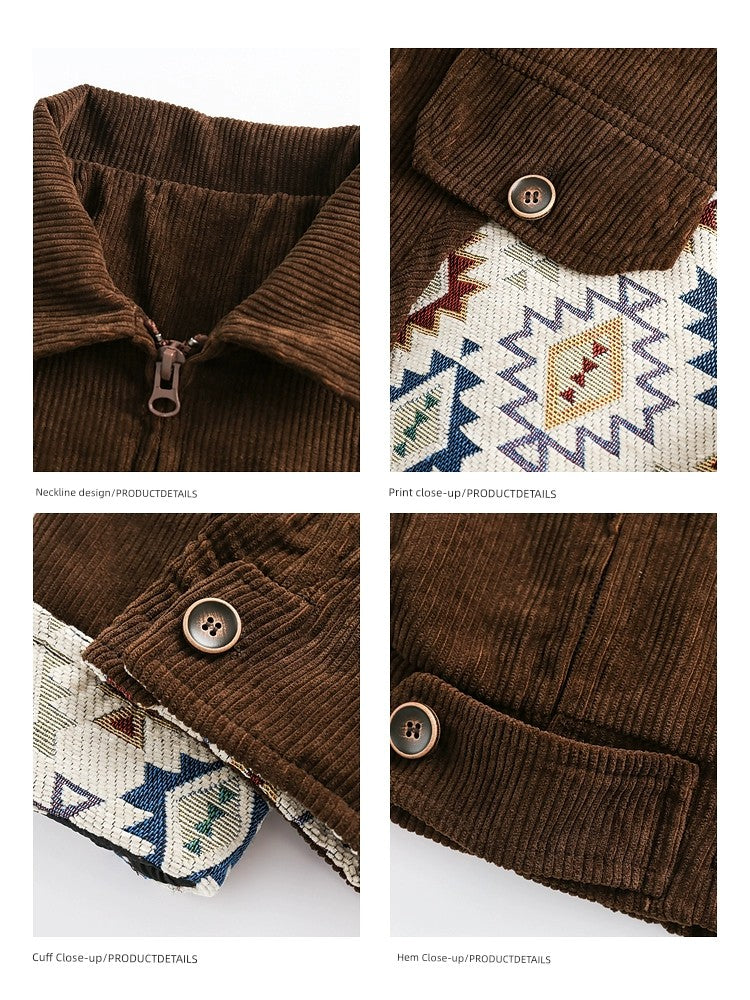 Wukong Available Corduroy Lapel Autumn Loose Jacket