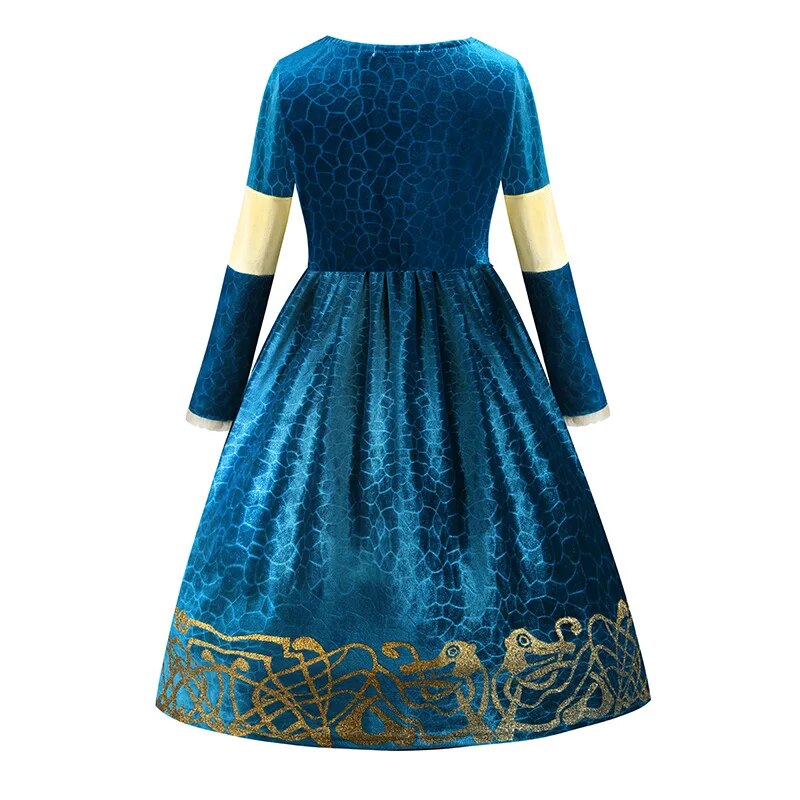 Winter Long Sleeve Fantasia Merida Princess Gothic Dress with Wig Kids Disguise Halloween Child  Lolita Girl Carnival Costume