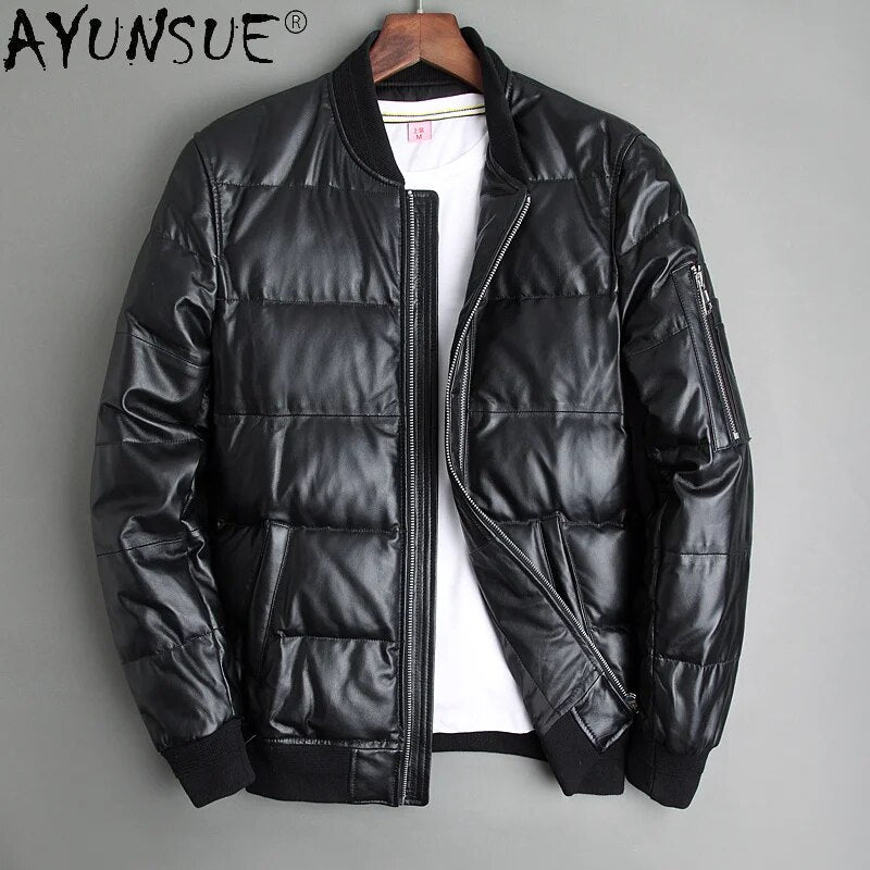 2024 Men Clothing Autumn Coat Winter 5XL Men's Genuine Sheepskin Leather coats Down Jacket Baseball Clothes Ropa LXR374