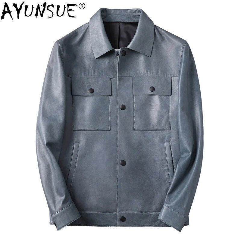 2024 Men Clothing Autumn Men's Jackets Sheepskin Genuine Leather Jacket Mens Clothes 5XL 6XL Ultra-thin Coat Ropa LXR465