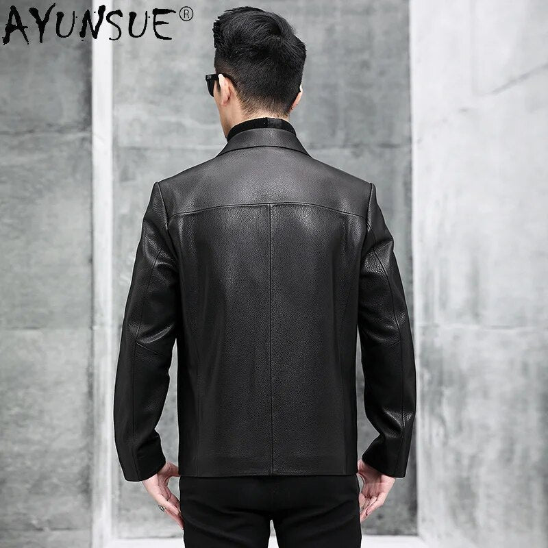 2020 men's clothing spring coat genuine goatskin leather jacket men short jackets mens casual outwear ropa hombre LXR804