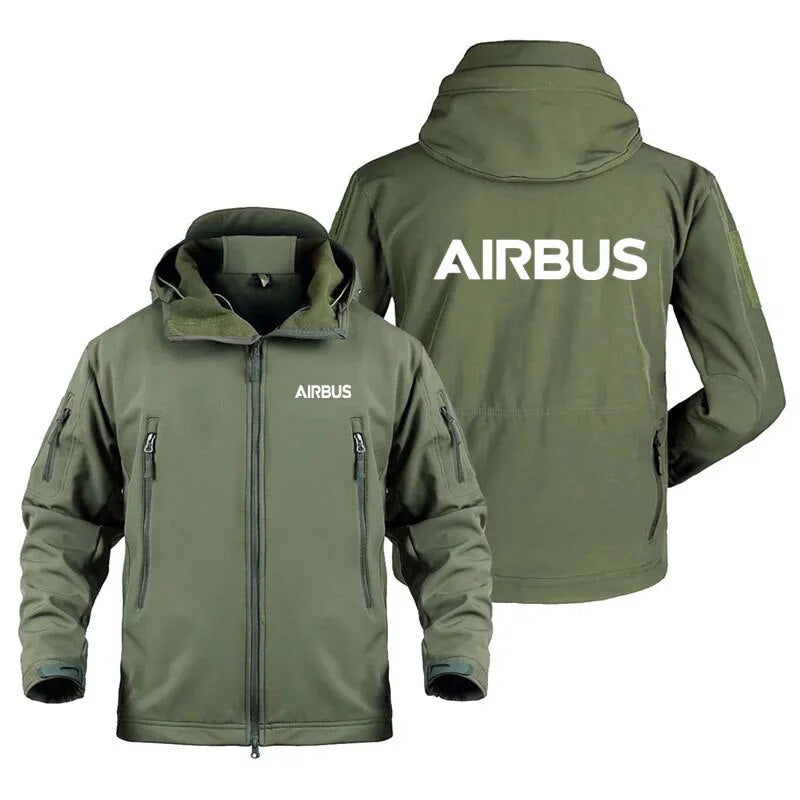 2022 New Autumn Winter Fleece Warm Multiple Pockets Airbus Zipper Hooded Man Coat Jacket Military Outdoor SoftShell Men Jackets