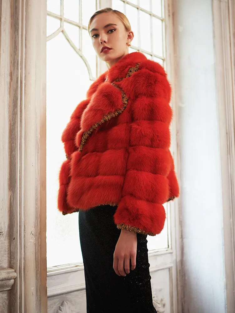 Women's Fur Coat 2223 Trend Natural Fur Long Mink Orange Black Outerwear Jackets Trench Coats New In Outdoor Clothes Clothing