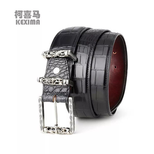 weitasi Import new Nile crocodile  crocodile skin men Belt  male  S925  Sterling Silver  Pin buckle male belt  Retro  Rub color