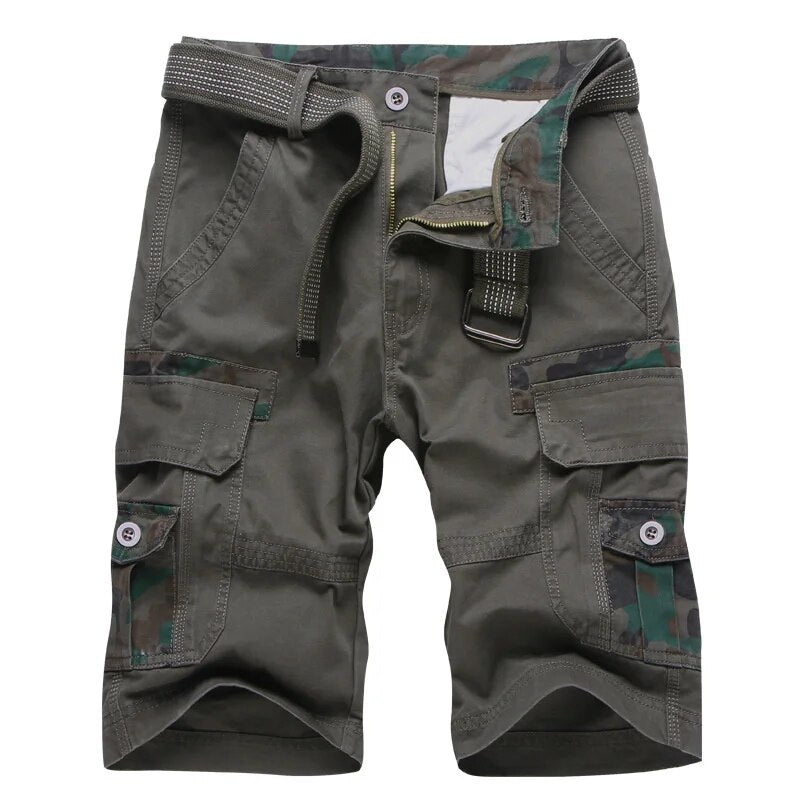 2023 New Fashion Men's Casual Loose Overalls Cotton Camouflage Five Cent Shorts Multi Pocket Pants Trousers Mens