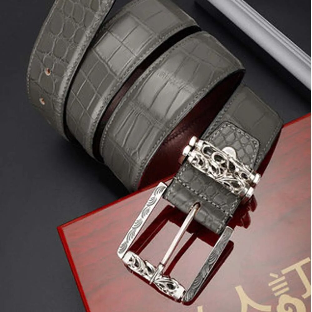 weitasi Import new Nile crocodile  crocodile skin men Belt  male  S925  Sterling Silver  Pin buckle male belt  Retro  Rub color