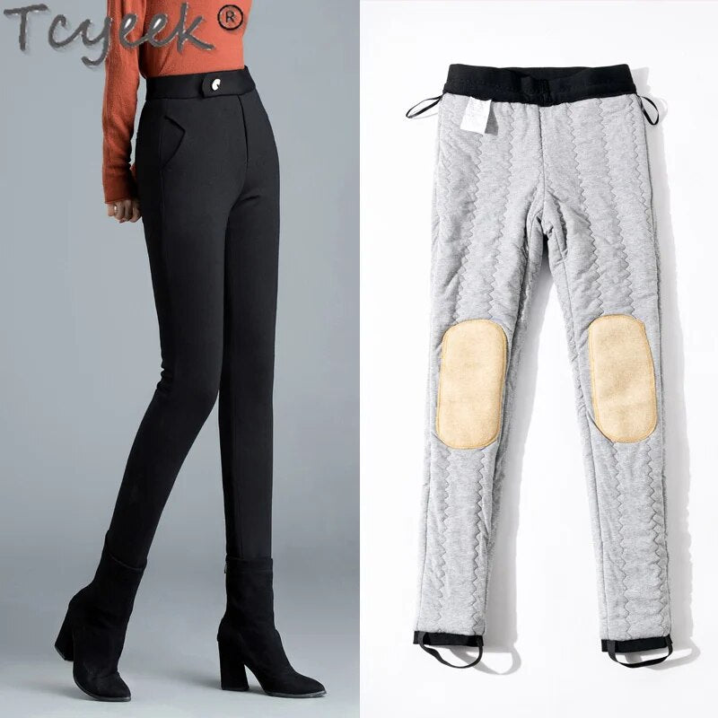 Winter Women High Waist Autumn Keep Warm Wool Leggings 2023 clothes 5XL Casual Solid Pants Women Femme Pantalon Gxy1072