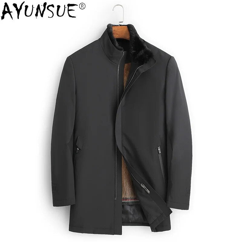 2024 Men's Clothing Winter Men Jacket Real Mink Fur Coat Thick Parkas Male Jackets 5XL Clothes Ropa De Hombre LXR482