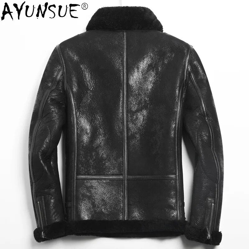 Winter Jacket Men 2024 Autumn Coat Male Motorcycle Men's Clothing Real Sheepskin Leather Clothes Chaqueta Hombre LXR527