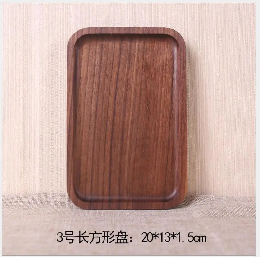 1PCS Wooden Platter Tray Black Walnut Rectangular Western Fruit Pizza Wood Tray Wood Tray Non-painted Solid Wood Tray