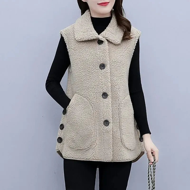 2023 New Autumn Winter Vest Jackets Women's Fashion Waistcoat Ladies Thickened Outwear Warm Sleeveless Coat Tops Female Overcoat