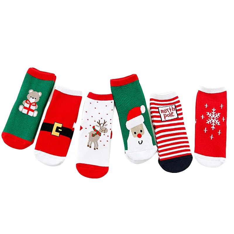 2022 Hot Children's Christmas Terry Socks Plush Thick Warm Omfortable Cartoon Santa Snowflake Baby Boys and Girls Med Tube Sock