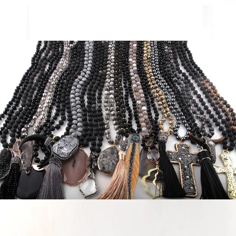 Wholesale Fashion 20pc Mix Color Black/Gray Necklace Handmade Women Jewelry