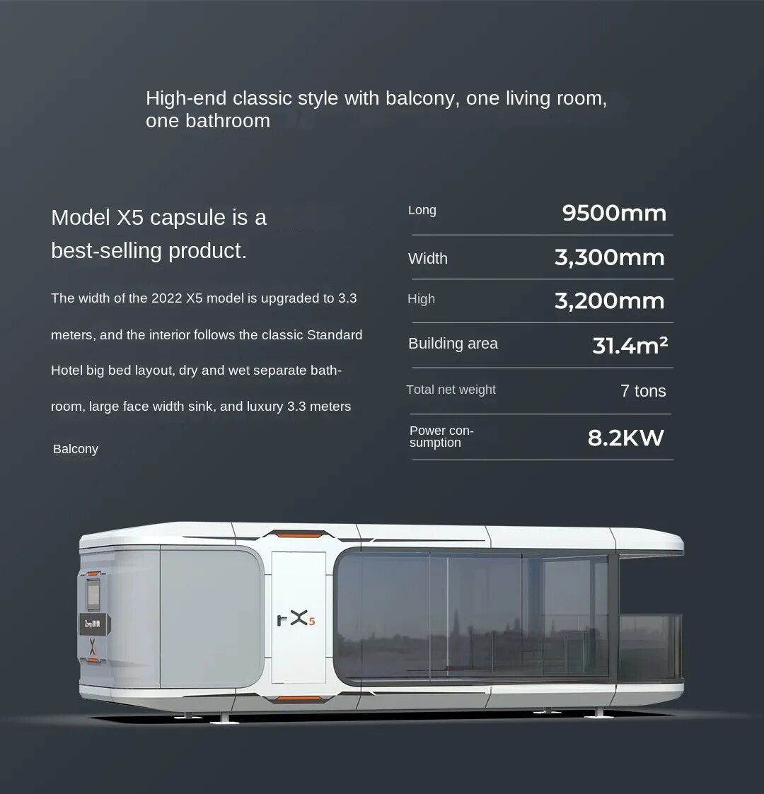 X5 Camp Space Capsule Prefabricated House Glass Room Homestay Hotel Outdoor Camping Viewing Room