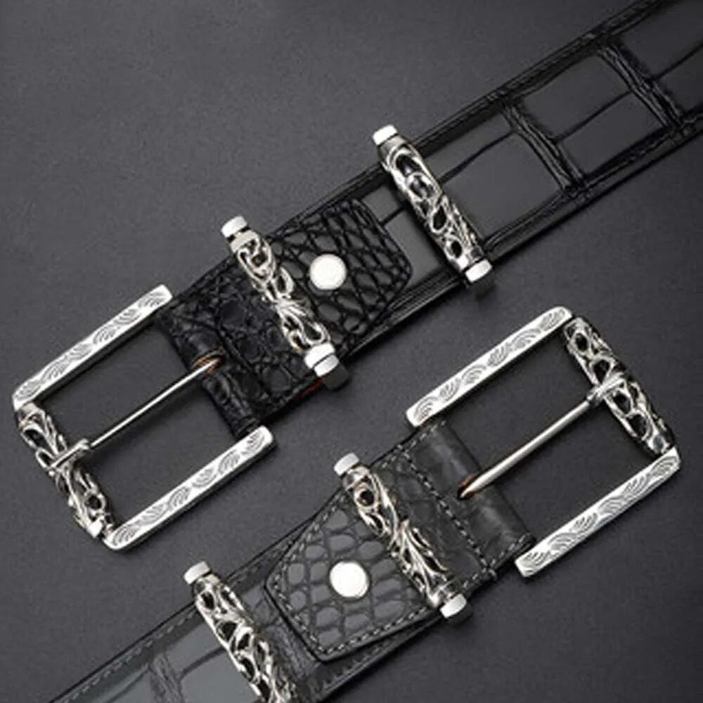 weitasi Import new Nile crocodile  crocodile skin men Belt  male  S925  Sterling Silver  Pin buckle male belt  Retro  Rub color