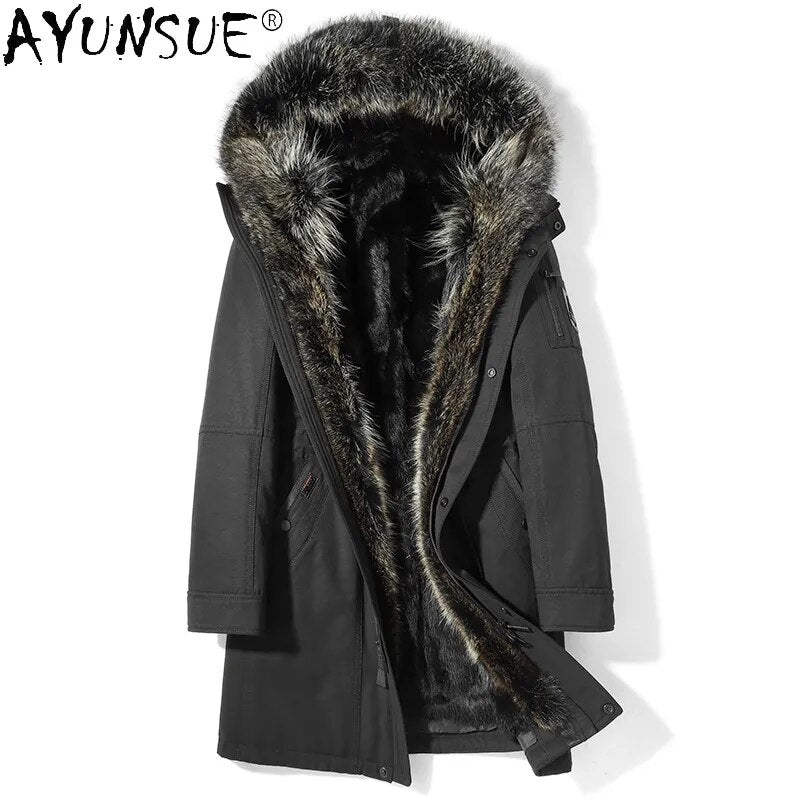 Winter Jacket Men 2024 Men's Clothing Real Whole Mink Fur Coat 5XL Thick Clothes Hooded Parkas Chaqueta Hombre LXR530