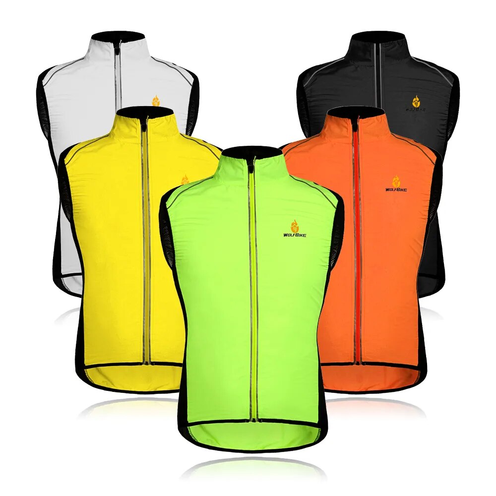 WOSAWE Windproof Cycling Jackets Men Women Riding Waterproof Bicycle Clothing Bike Long Sleeve Jerseys Sleeveless Vest Wind Coat