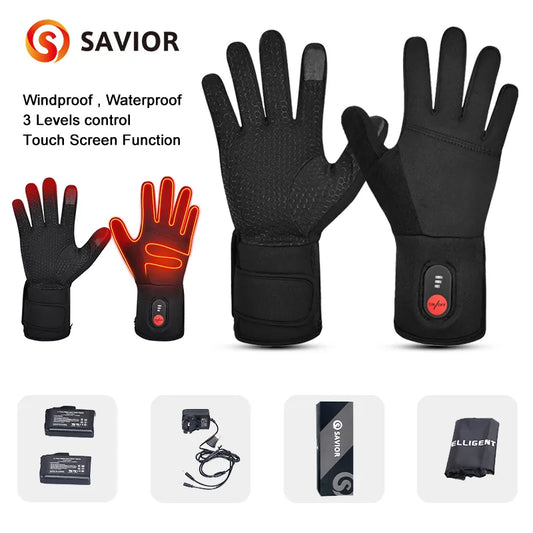 Winter Warm Cycling Heated Gloves Liners Rechargeable Battery for MTB Riding Skiing Hiking Motorcycle Gloves Men Women 2021