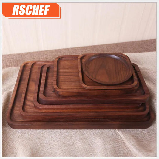 1PCS Wooden Platter Tray Black Walnut Rectangular Western Fruit Pizza Wood Tray Wood Tray Non-painted Solid Wood Tray