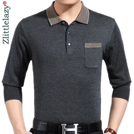 2022 Brand Casual Pocket Fitness Long Sleeve Polo Shirt Men Poloshirt Jersey Solid Mens Polos Tee Shirts Dress Fashions 81046