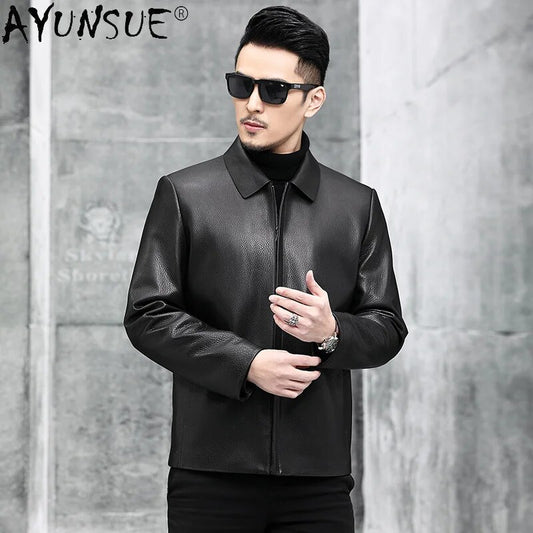 2020 men's clothing spring coat genuine goatskin leather jacket men short jackets mens casual outwear ropa hombre LXR804