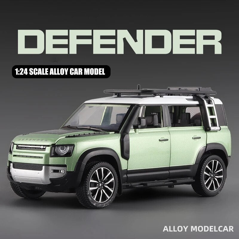 1:24 Scale Lands Rover Defender Off-road Vehicle SUV Alloy Model Car Diecast Model Simulation Sound & Light Toys For Children