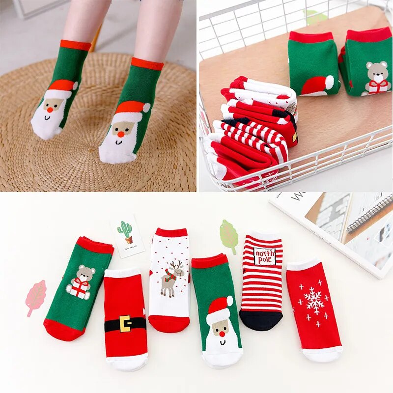 2022 Hot Children's Christmas Terry Socks Plush Thick Warm Omfortable Cartoon Santa Snowflake Baby Boys and Girls Med Tube Sock