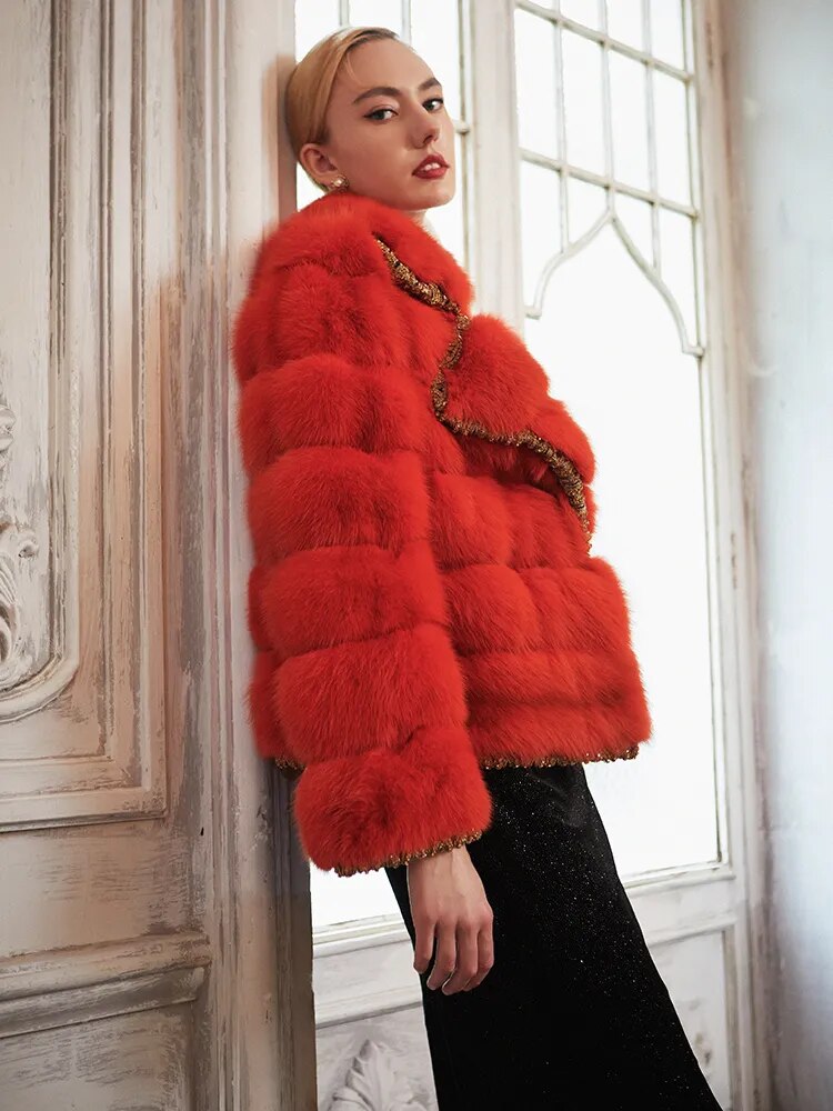 Women's Fur Coat 2223 Trend Natural Fur Long Mink Orange Black Outerwear Jackets Trench Coats New In Outdoor Clothes Clothing