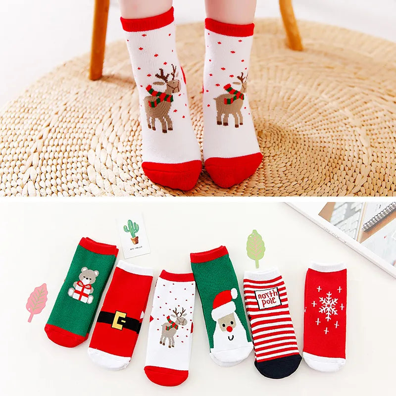 2022 Hot Children's Christmas Terry Socks Plush Thick Warm Omfortable Cartoon Santa Snowflake Baby Boys and Girls Med Tube Sock