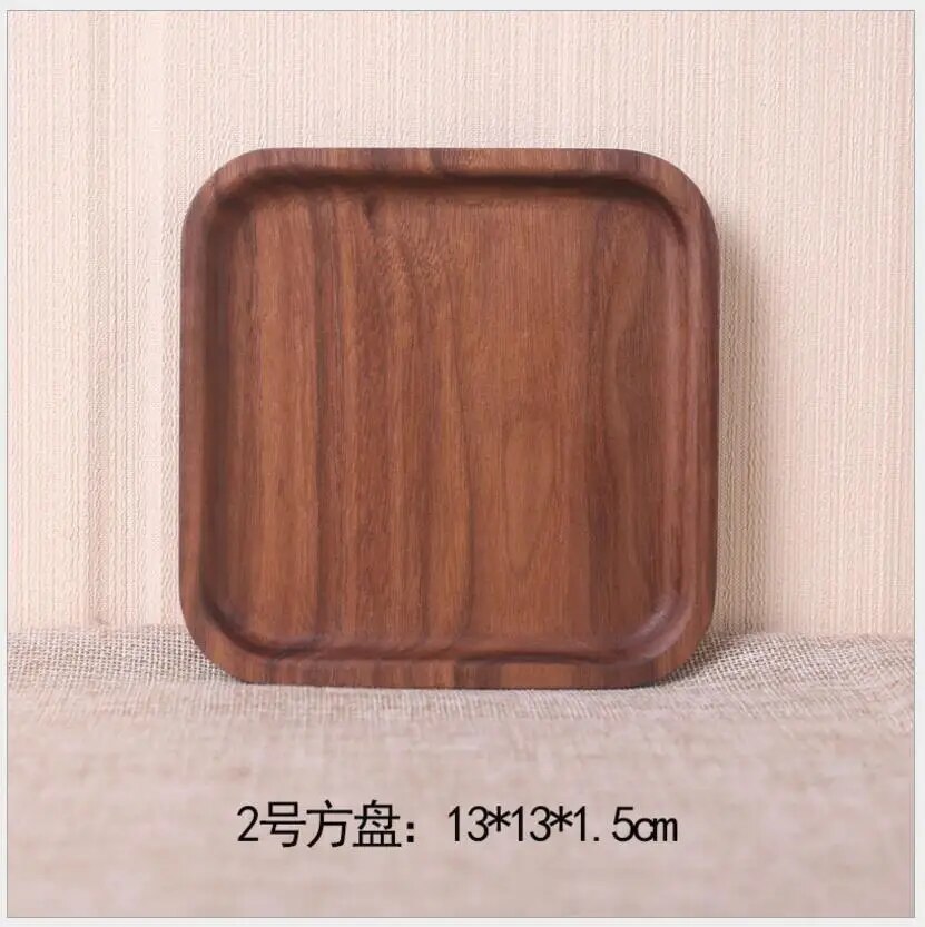 1PCS Wooden Platter Tray Black Walnut Rectangular Western Fruit Pizza Wood Tray Wood Tray Non-painted Solid Wood Tray