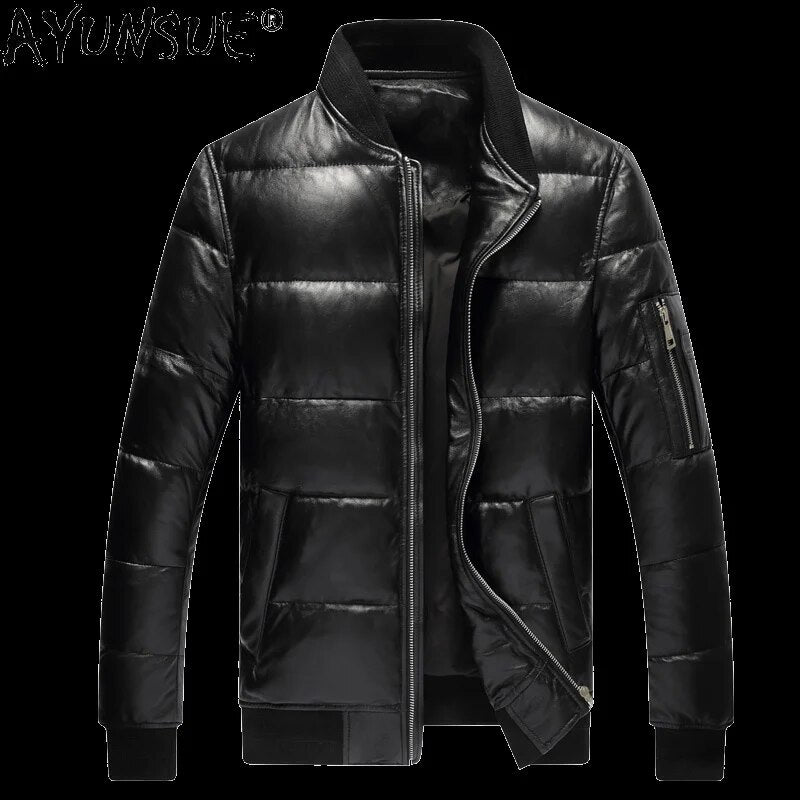 2024 Men Clothing Autumn Coat Winter 5XL Men's Genuine Sheepskin Leather coats Down Jacket Baseball Clothes Ropa LXR374