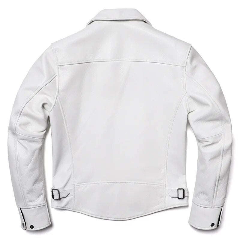 2023 New White Natural Cowhide Jacket Men's Genuine Leather Coat Slim Fit Fashion Clothing Swallowtail Business Jackets