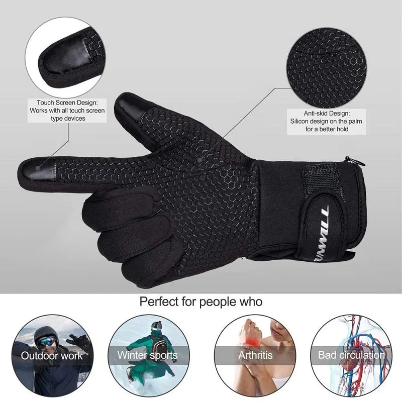 Winter Warm Cycling Heated Gloves Liners Rechargeable Battery for MTB Riding Skiing Hiking Motorcycle Gloves Men Women 2021