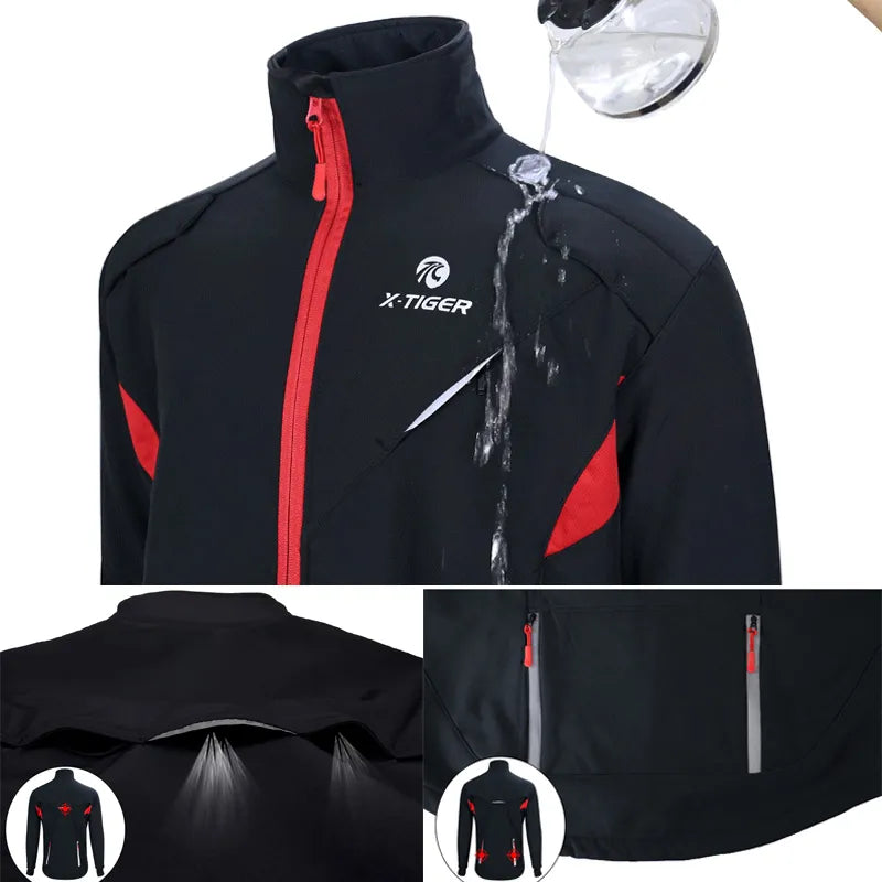 X-TIGER Winter Fleece Thermal Cycling Jacket Coat Windproof Bicycle Clothing Autumn Outdoors Sport Cycling Camping Hiking Jacket