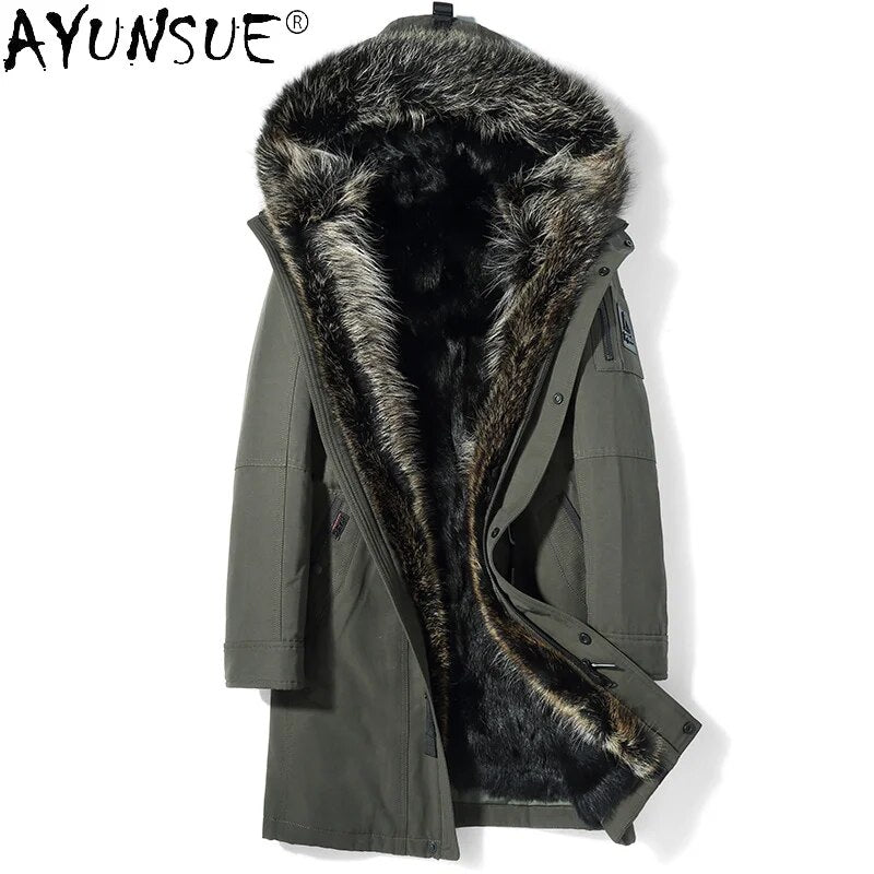 Winter Jacket Men 2024 Men's Clothing Real Whole Mink Fur Coat 5XL Thick Clothes Hooded Parkas Chaqueta Hombre LXR530