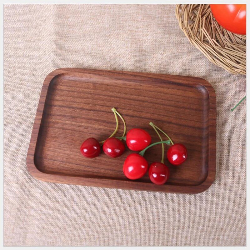 1PCS Wooden Platter Tray Black Walnut Rectangular Western Fruit Pizza Wood Tray Wood Tray Non-painted Solid Wood Tray