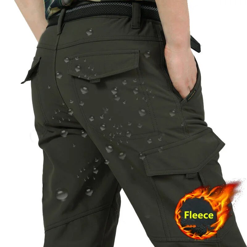 Winter Thick Fleece Warm Stretch Causal Pants Men Military SoftShell Waterproof Thermal Cargo Tactical Long Trousers