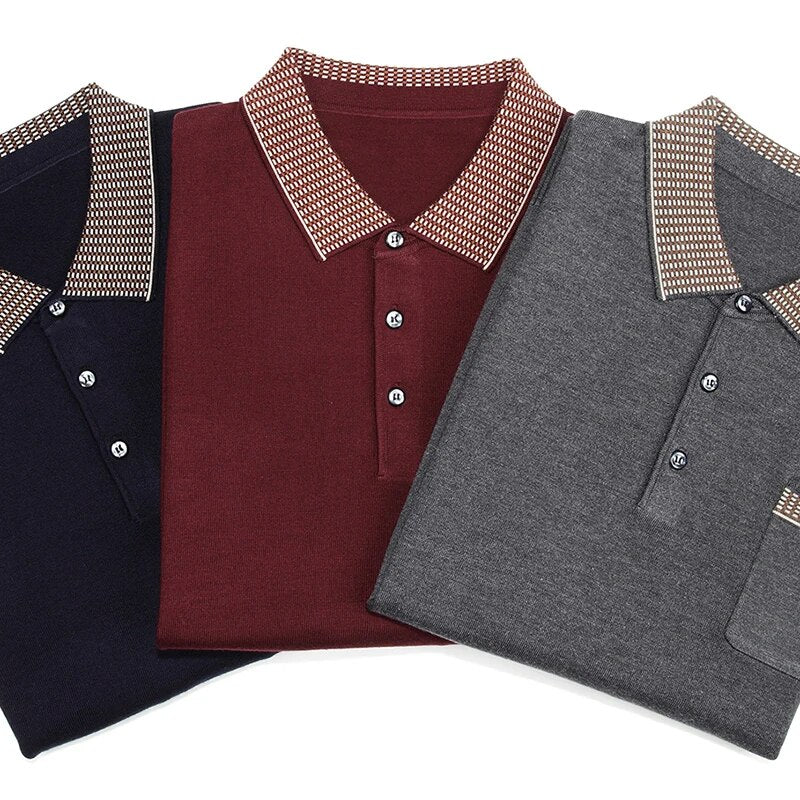 2022 Brand Casual Pocket Fitness Long Sleeve Polo Shirt Men Poloshirt Jersey Solid Mens Polos Tee Shirts Dress Fashions 81046