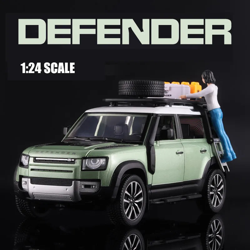 1:24 Scale Lands Rover Defender Off-road Vehicle SUV Alloy Model Car Diecast Model Simulation Sound & Light Toys For Children