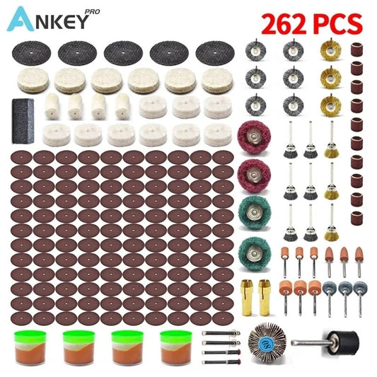 262pcs Electric Mini Drill Bit Kit Abrasive Rotary Tool Accessories Diamond Cutting Discs Sanding Grinding Set for Dremel